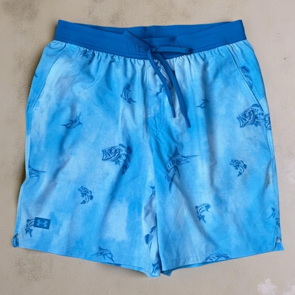 UNDER ARMOUR • Viral Blue Celeste Shorebreak Board Short Swim Fish Surf Beach - Picture 8 of 8